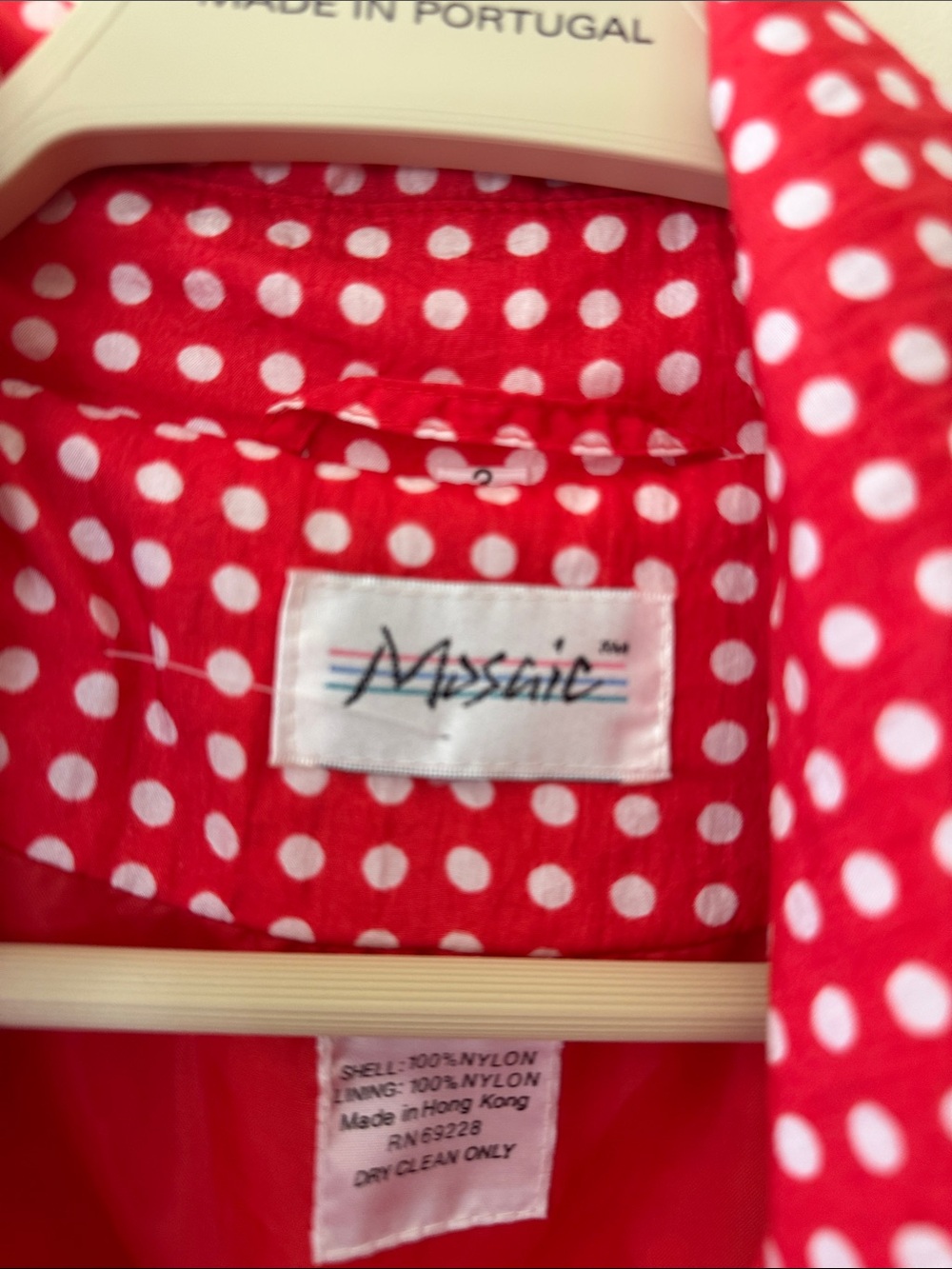 Whimsy Red White Polka Dot Rain Trench Coat Jacket by Mosaic Size XL - Picture 3 of 8
